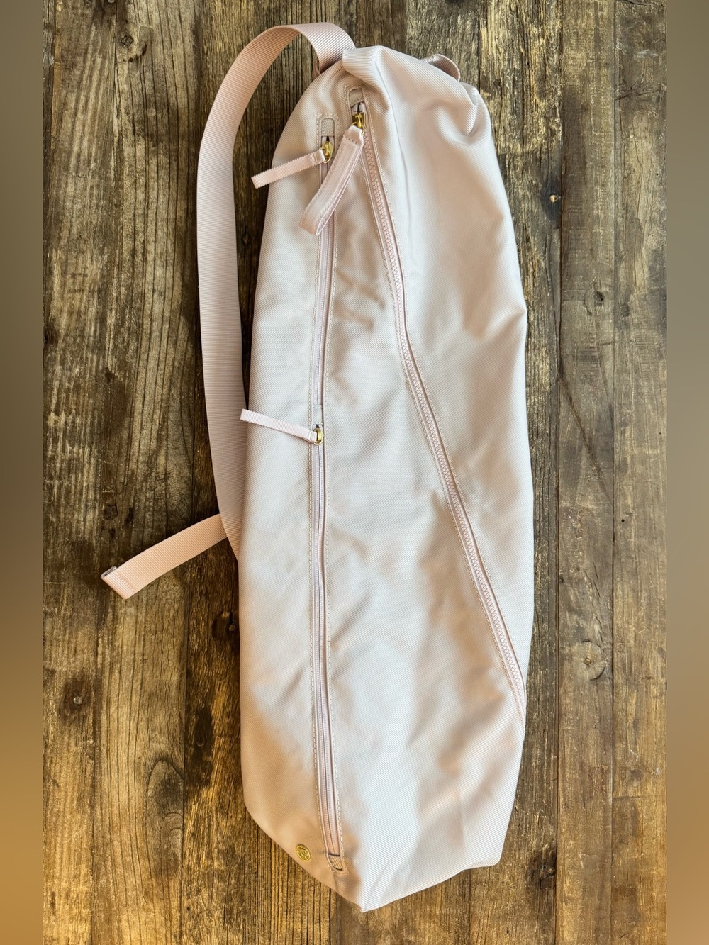 lululemon Pink Yoga Mat Bag Carrier with Adjustable Strap & Gold Hardware